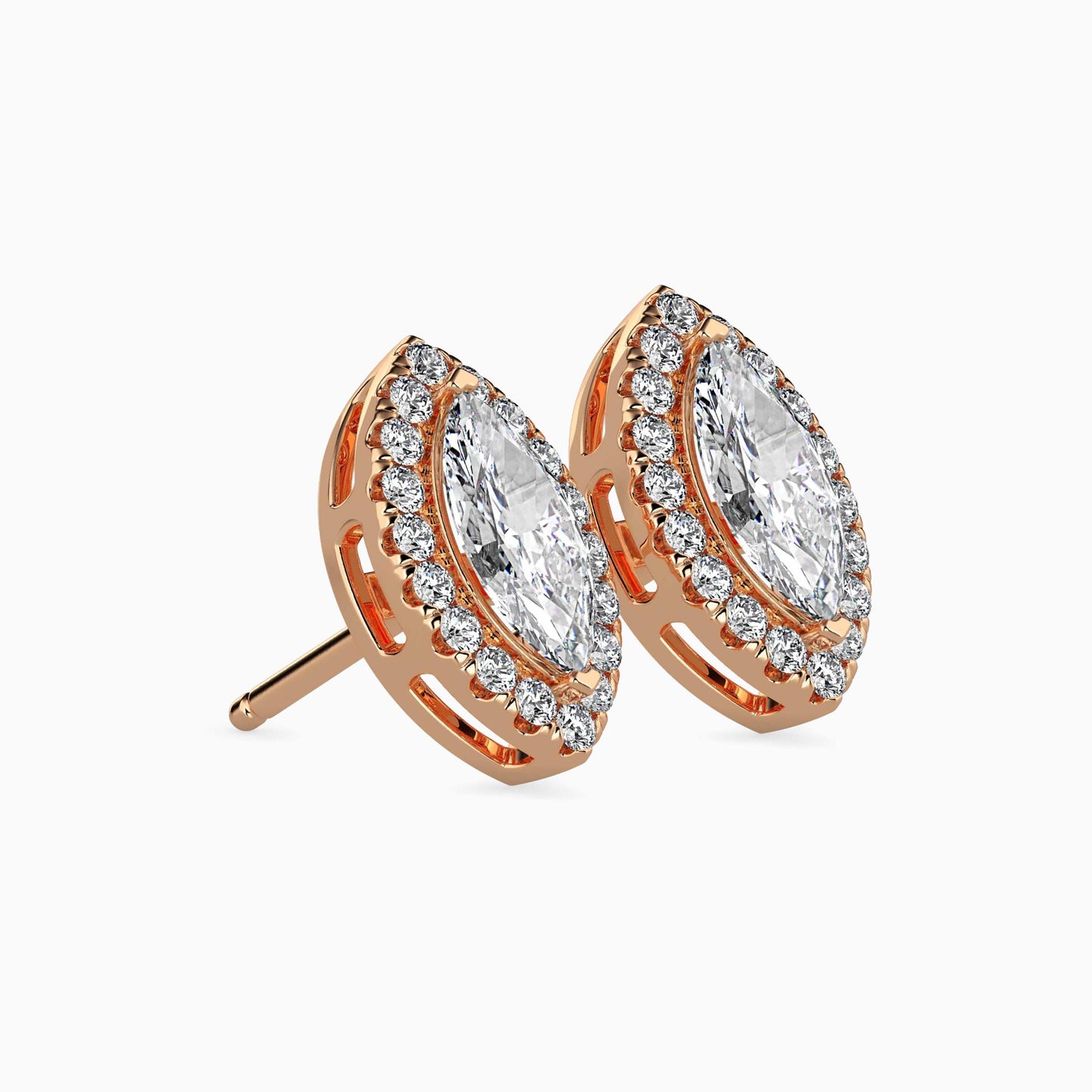 1 Carat Marquise Solitaire Studs with Halo