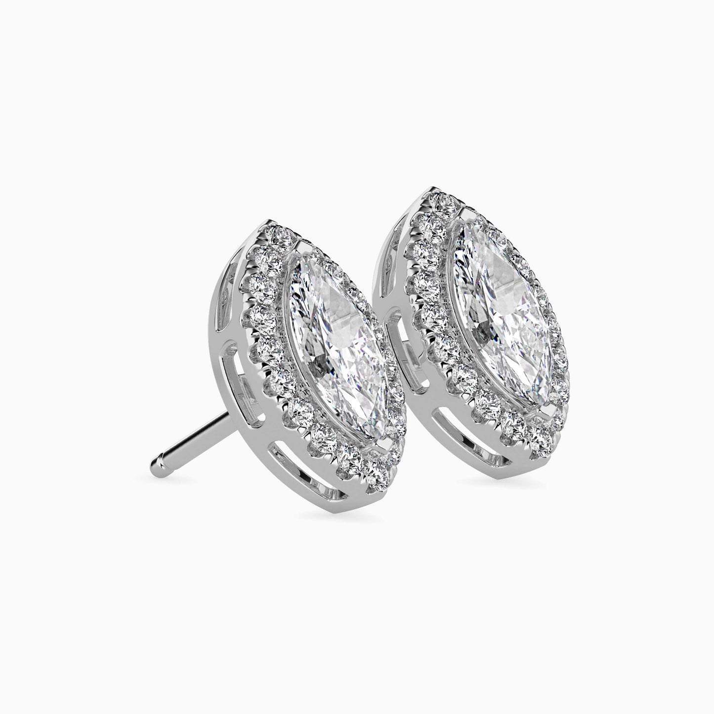 1 Carat Marquise Solitaire Studs with Halo