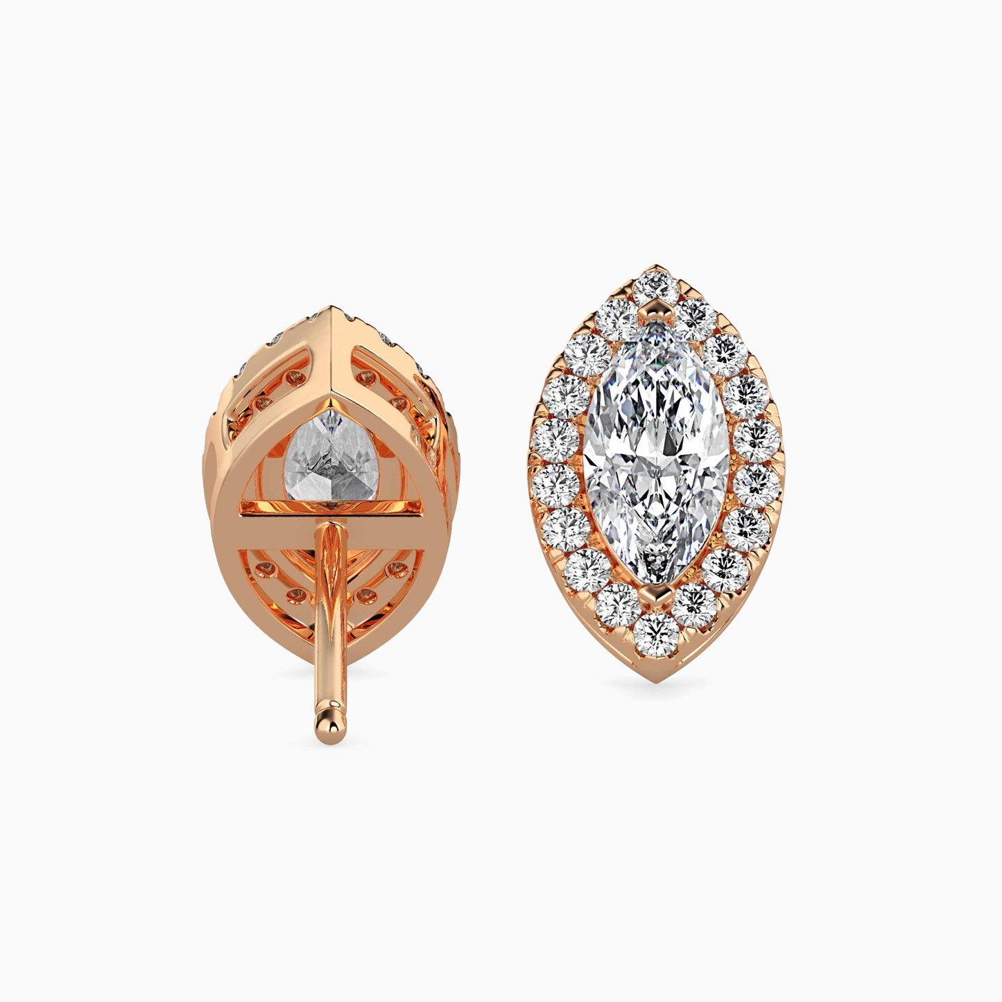 1 Carat Marquise Solitaire Studs with Halo
