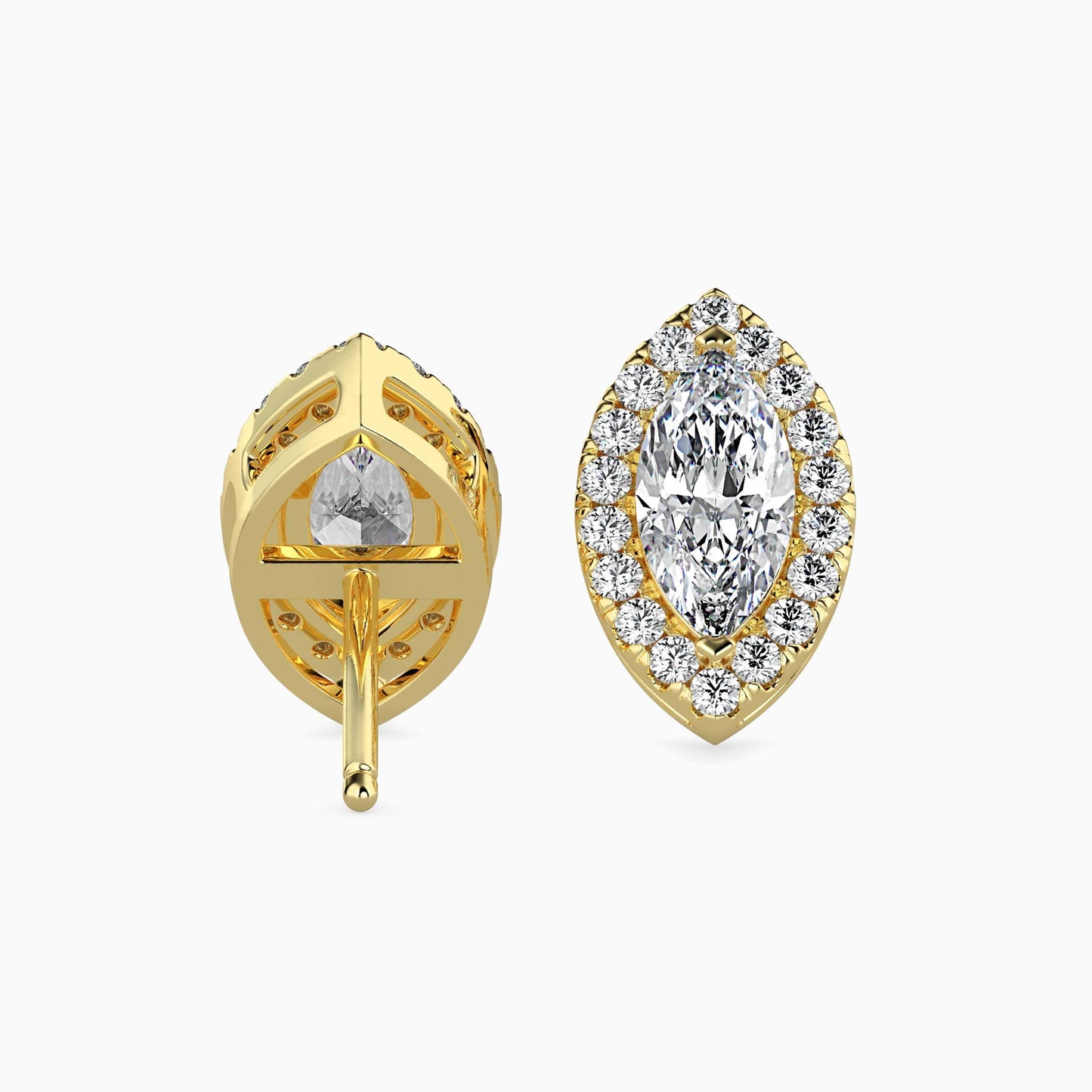 1 Carat Marquise Solitaire Studs with Halo