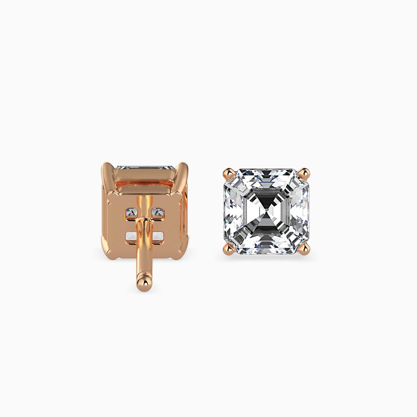 1 Carat Asscher Solitaire Studs