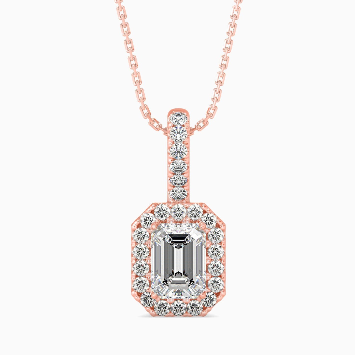 25 Cent Emerald Solitaire Pendant with Halo