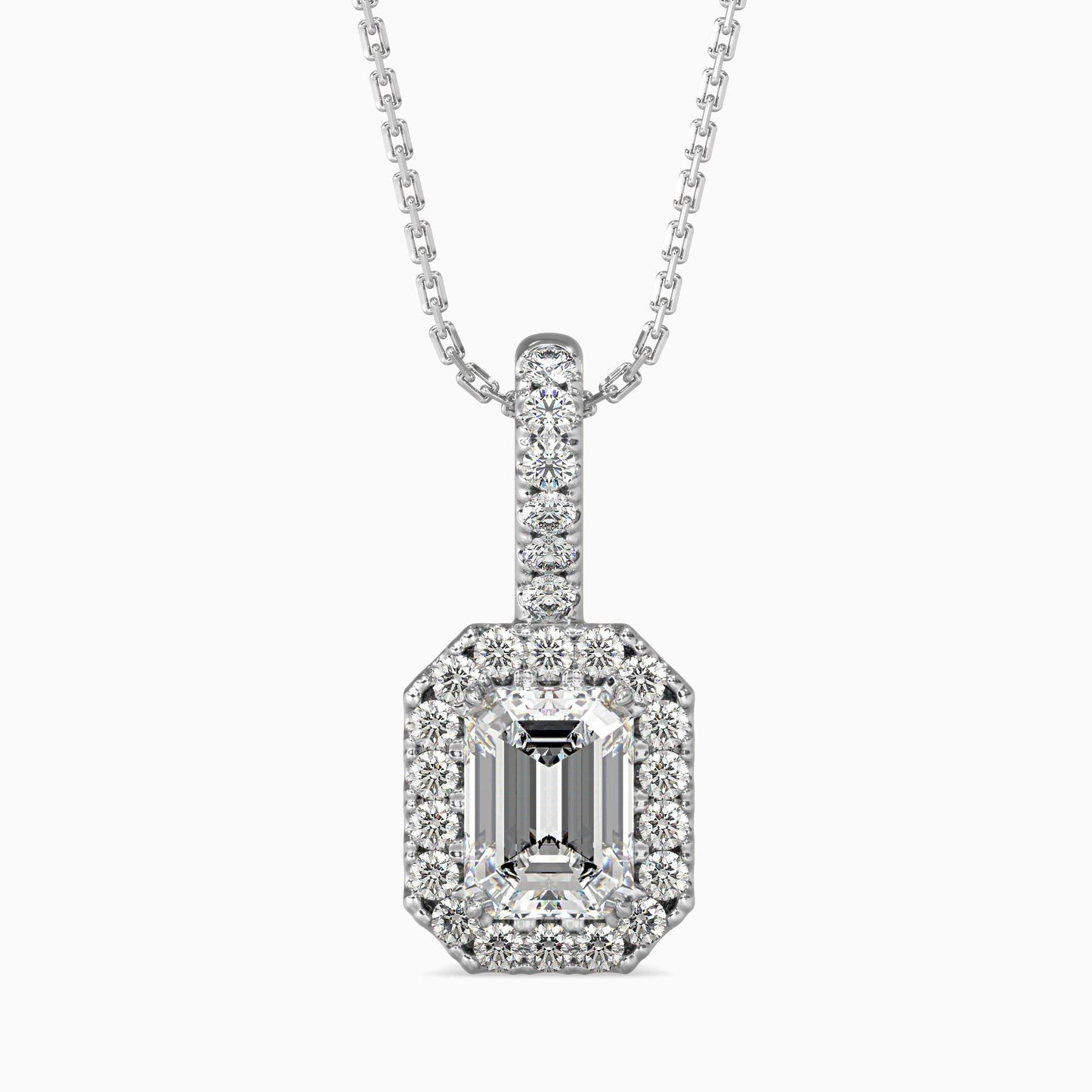 25 Cent Emerald Solitaire Pendant with Halo