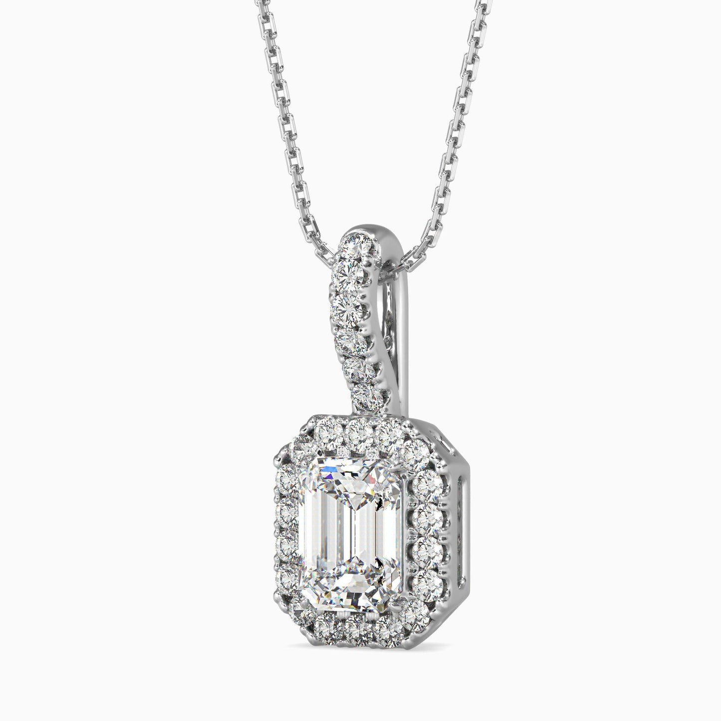 25 Cent Emerald Solitaire Pendant with Halo