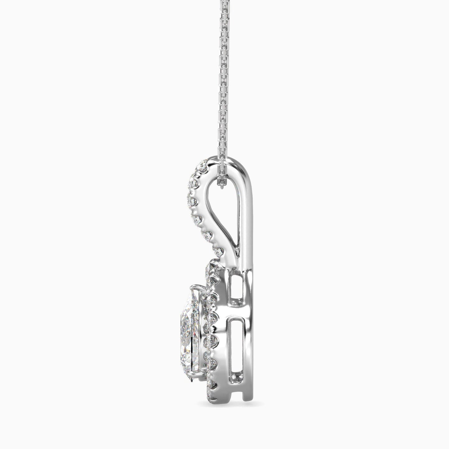 50 Cent Pear Solitaire Pendant with Halo