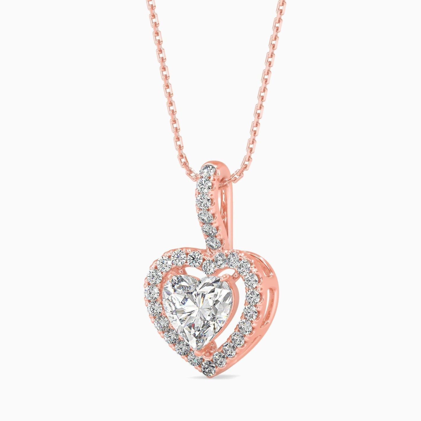 50 Cent Heart Solitaire Pendant with Halo