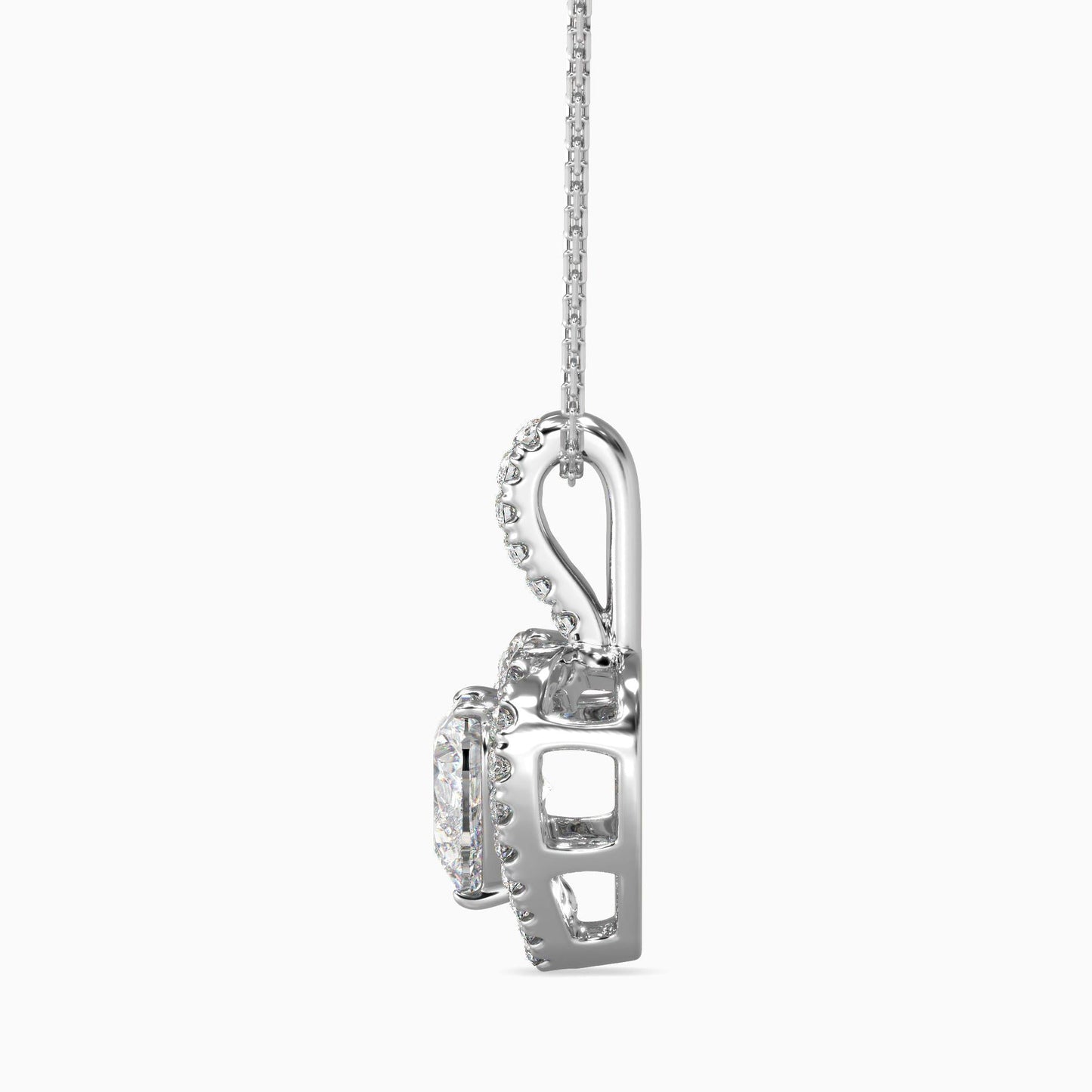 50 Cent Heart Solitaire Pendant with Halo
