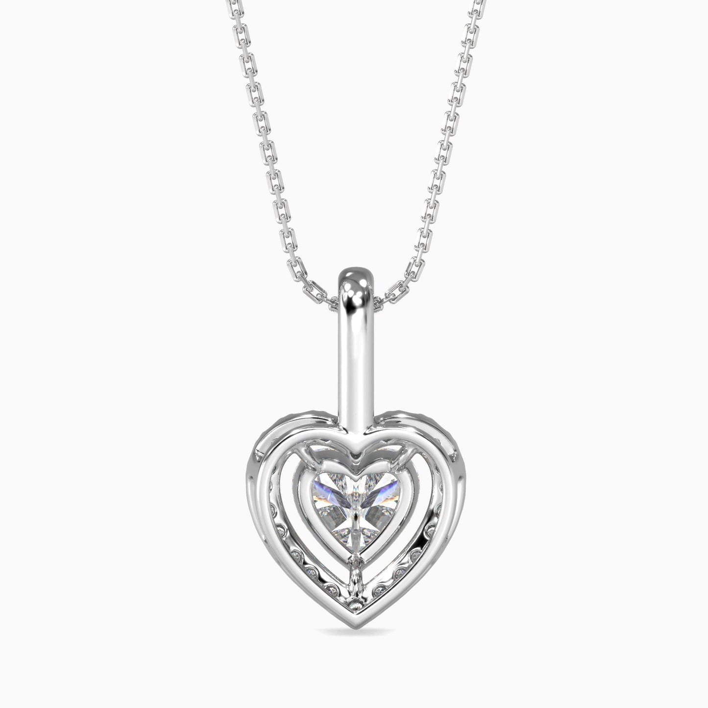 50 Cent Heart Solitaire Pendant with Halo