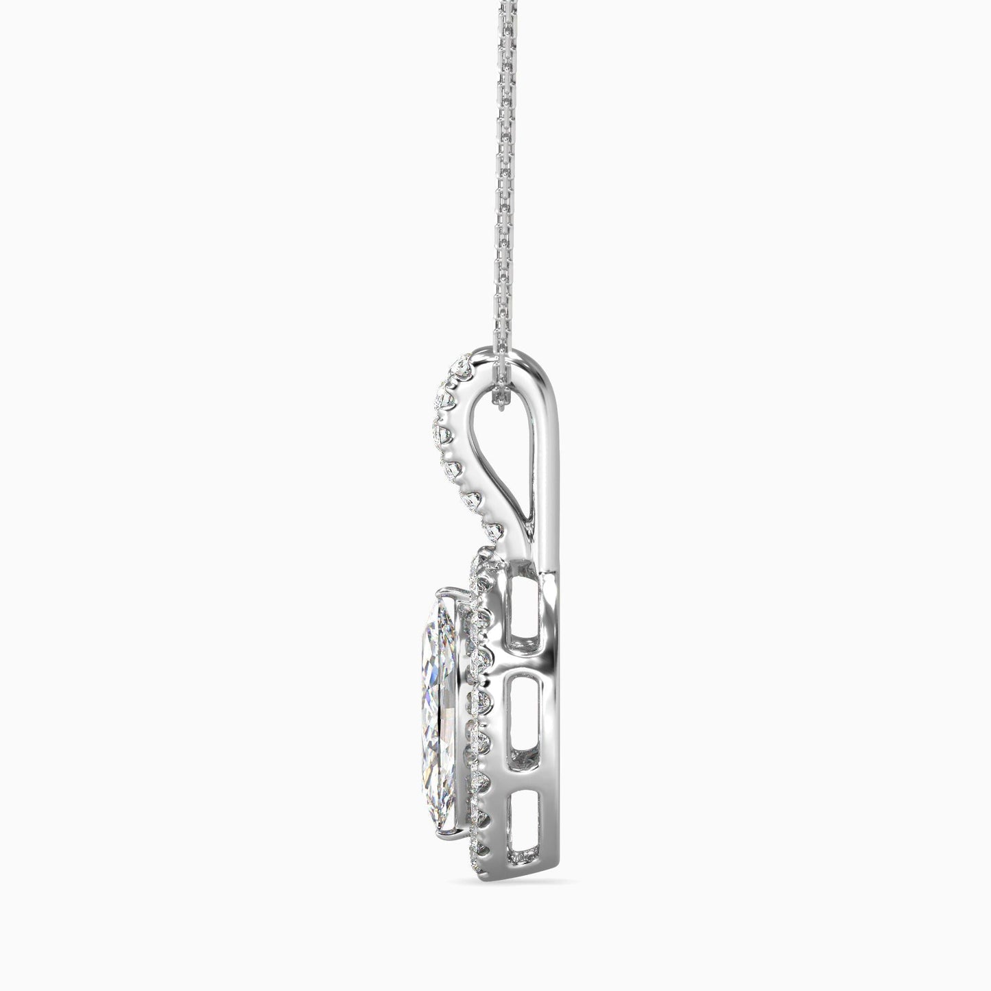 1 Carat Marquise Solitaire Pendant with Halo