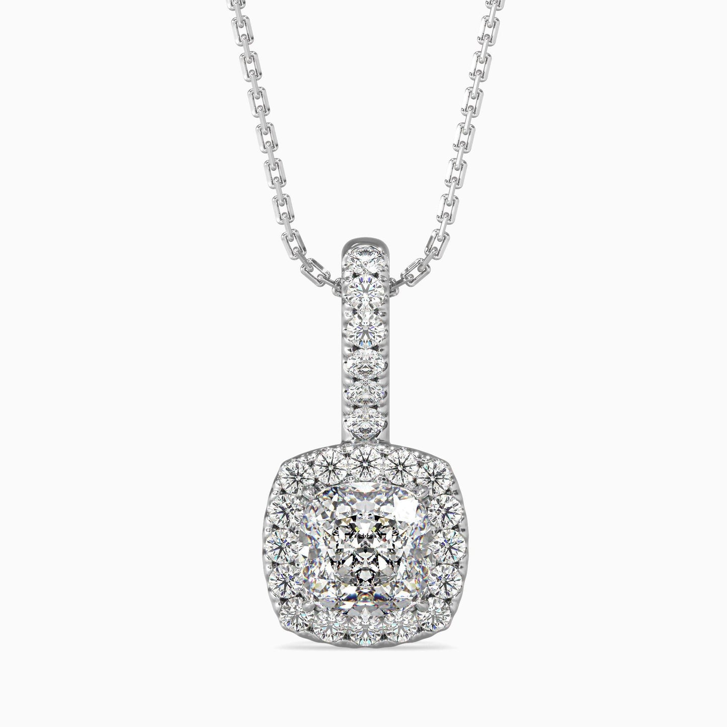 1 Carat Cushion Solitaire Pendant with Halo