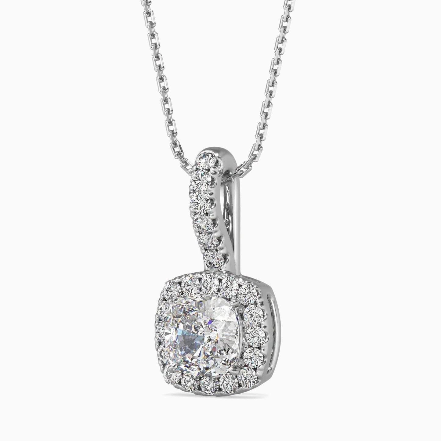 1 Carat Cushion Solitaire Pendant with Halo