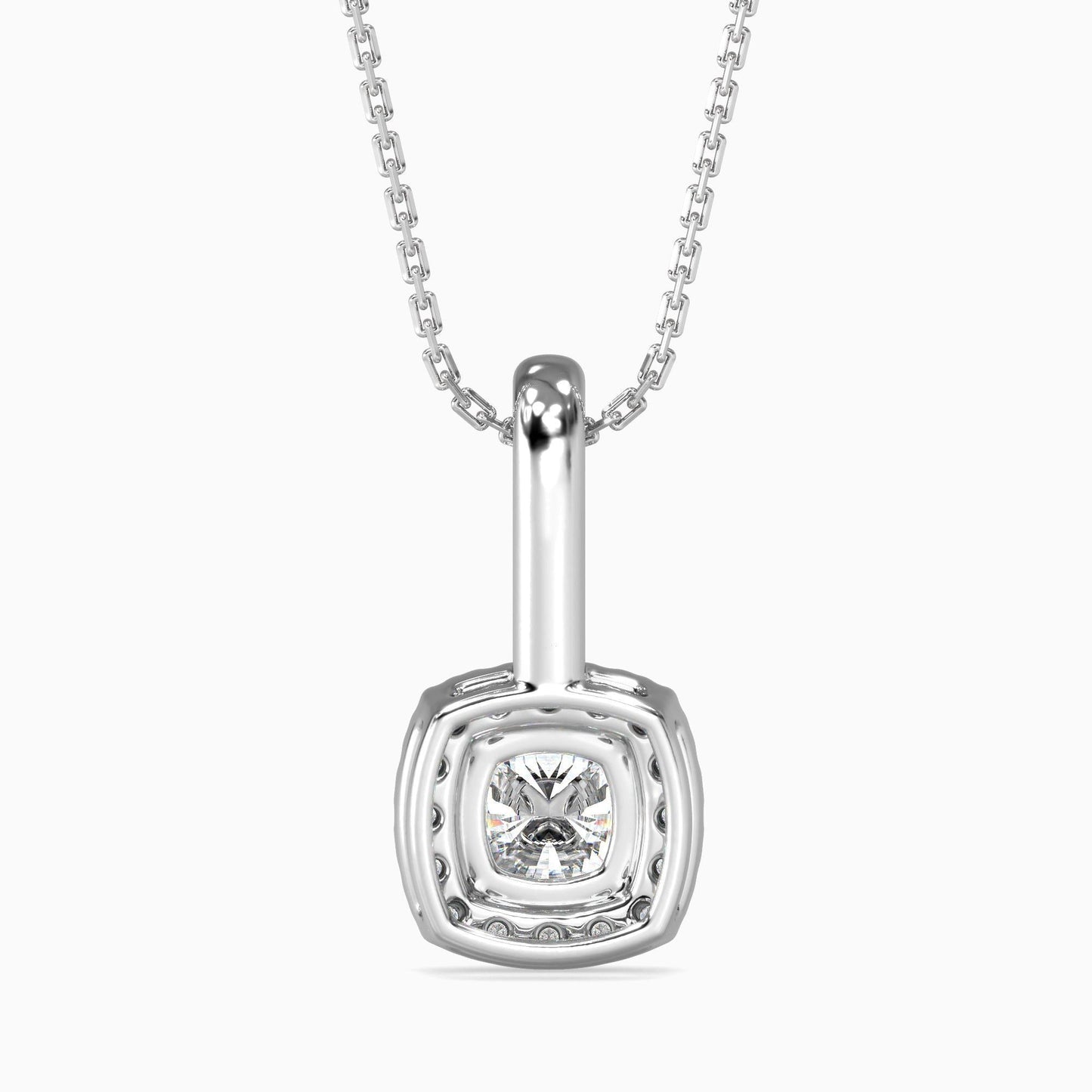 1 Carat Cushion Solitaire Pendant with Halo