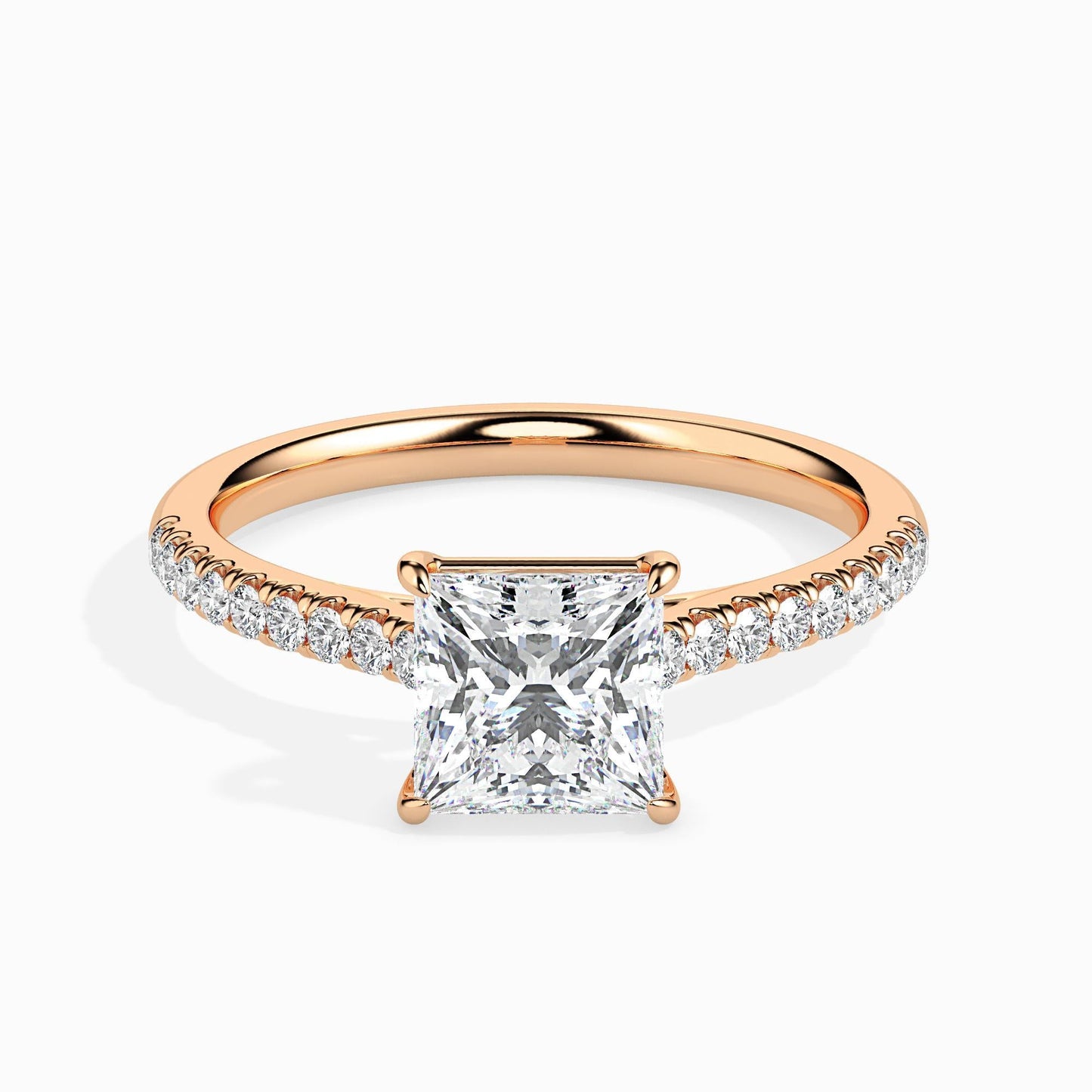 1 Carat Princess Solitaire Ring in Diamond Band