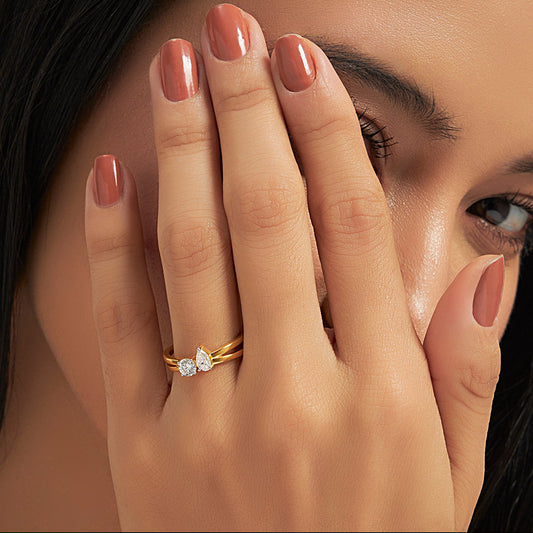 Dual Stone Criss Cross Ring