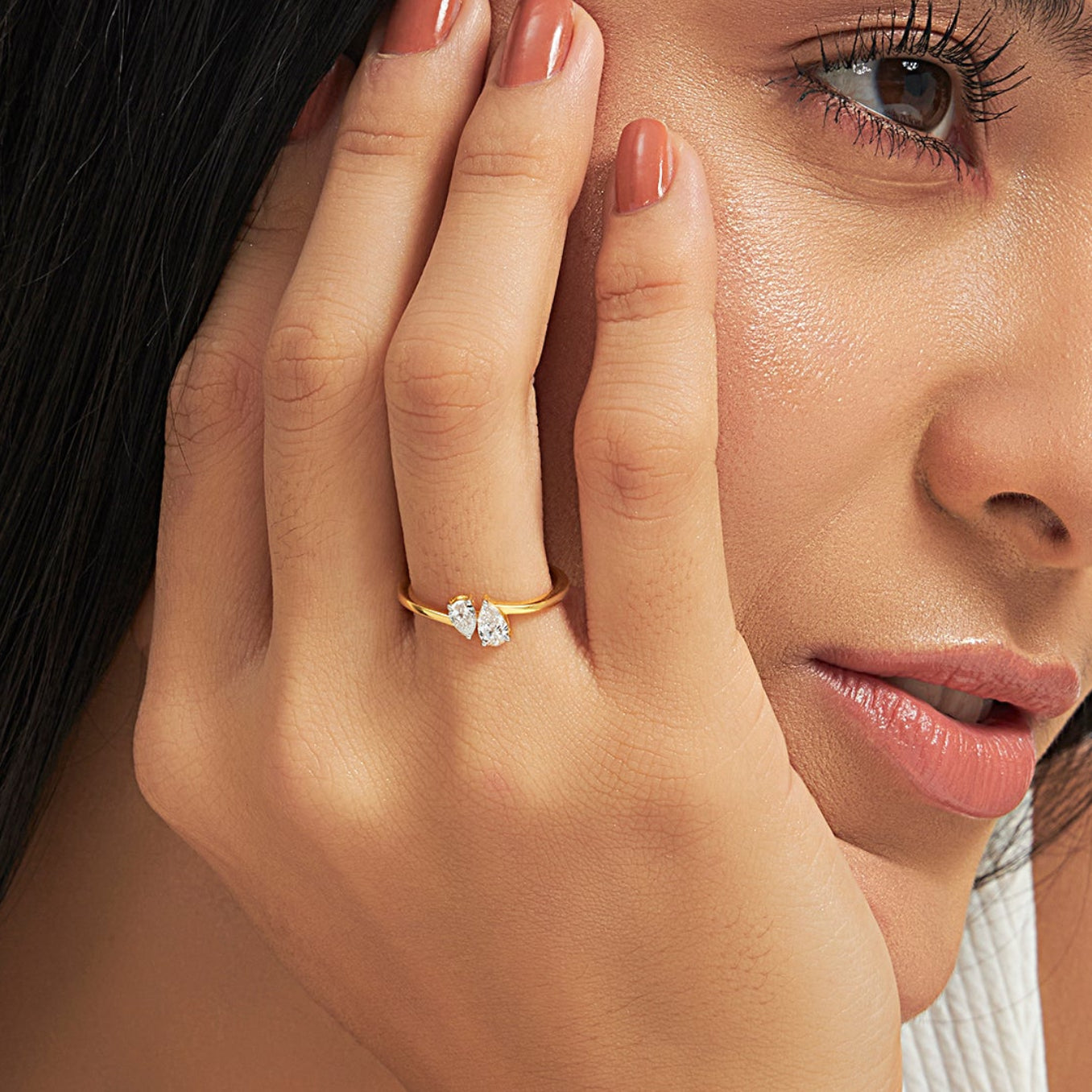 Two Stone Pear Lab Diamond Ring