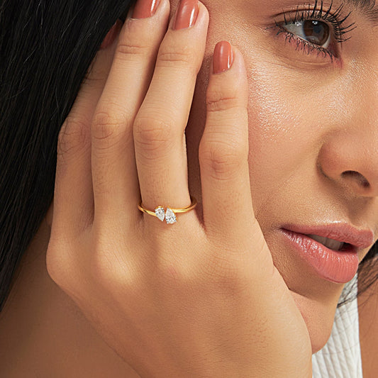 Two Stone Pear Lab Diamond Ring