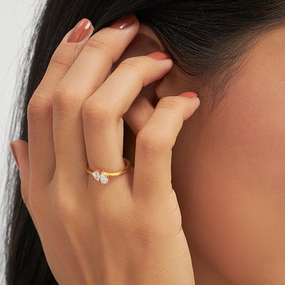 Two Stone Pear Lab Diamond Ring