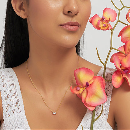 Round and Pear Dual Stone Necklace