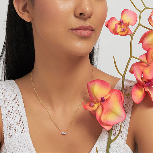 Round and Pear Dual Stone Necklace