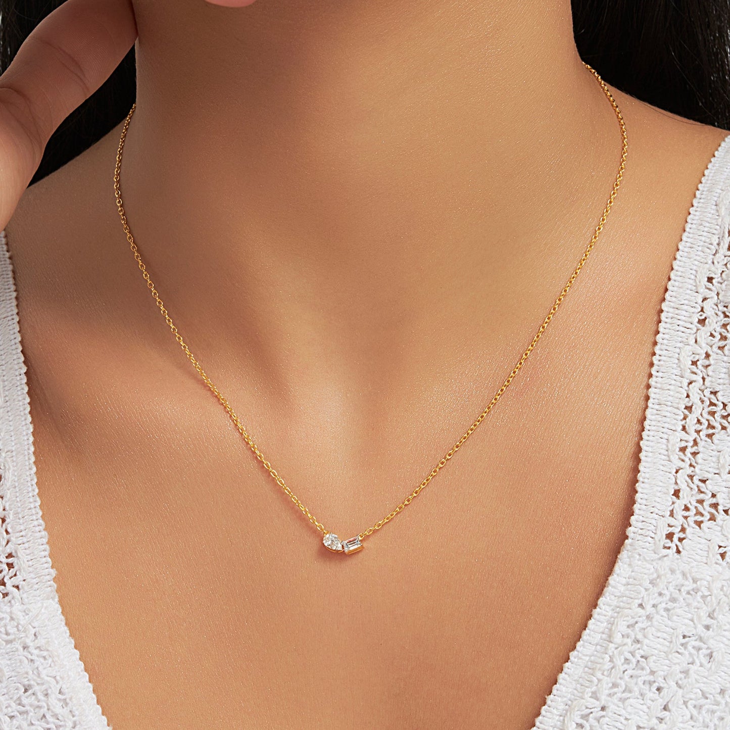 Gema Dual Stone Lab Diamond Necklace