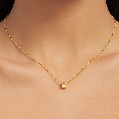 Baguette Lab Diamond Barrel Pendant (With Chain)
