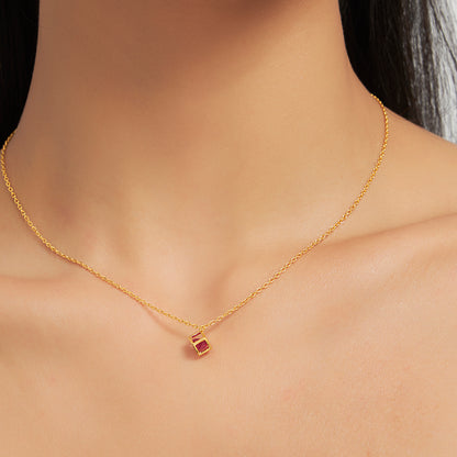Liminal Floating Gemstone Cube Necklace