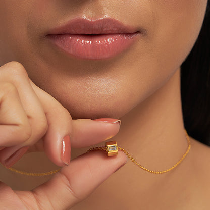 Baguette Lab Diamond Barrel Pendant (With Chain)
