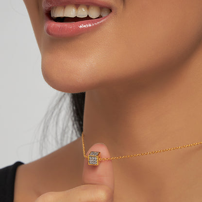 Lucky Cube Lab Diamond Pendant (With Chain)