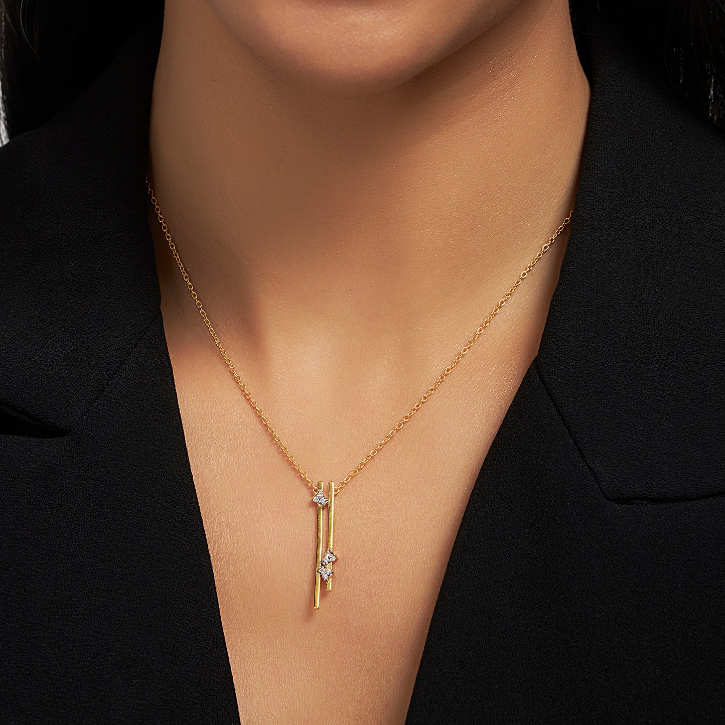 Aurora Lab Diamond Bar Necklace