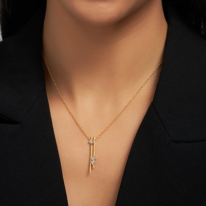 Aurora Lab Diamond Bar Necklace