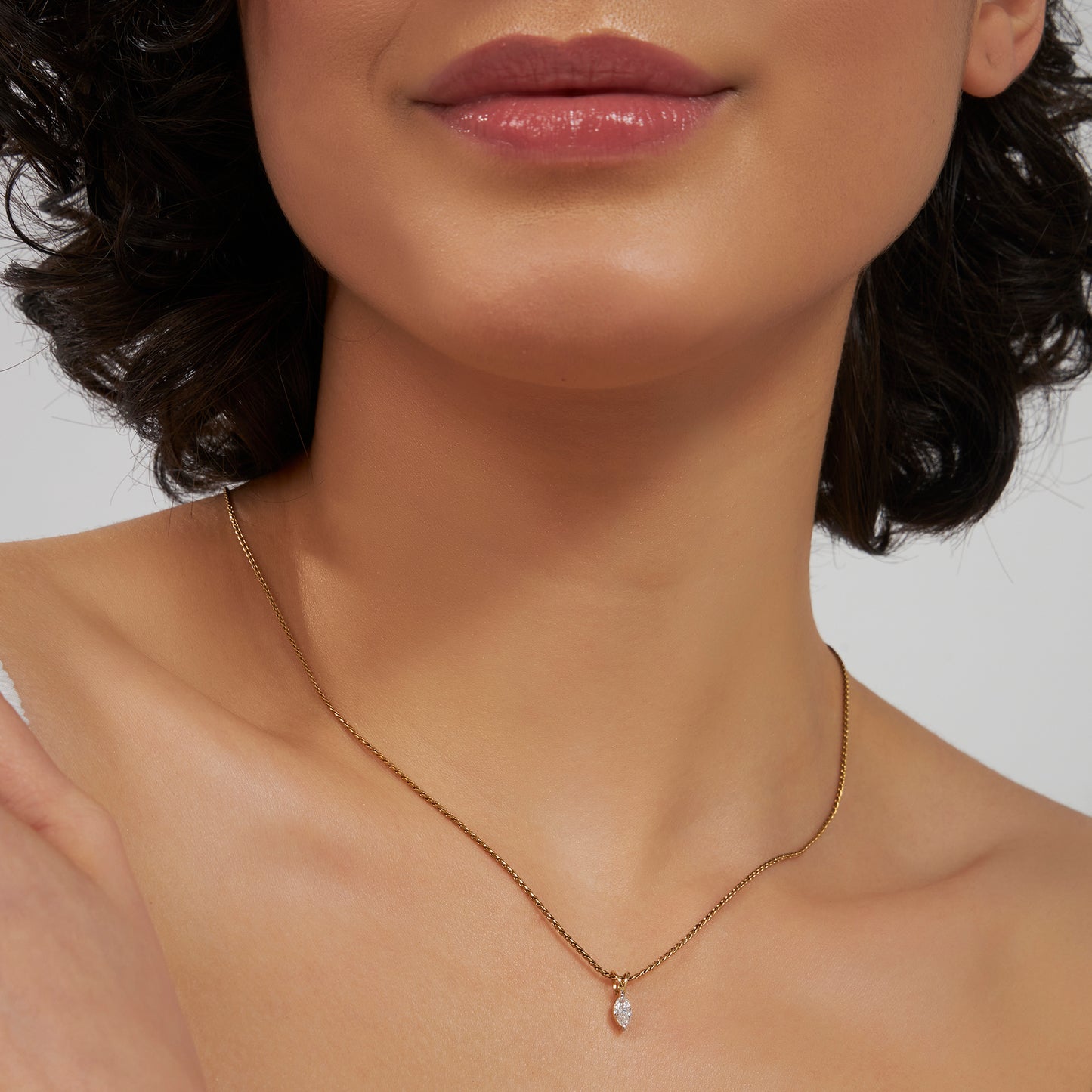 50 Cent Marquise Solitaire Pendant (With Chain)