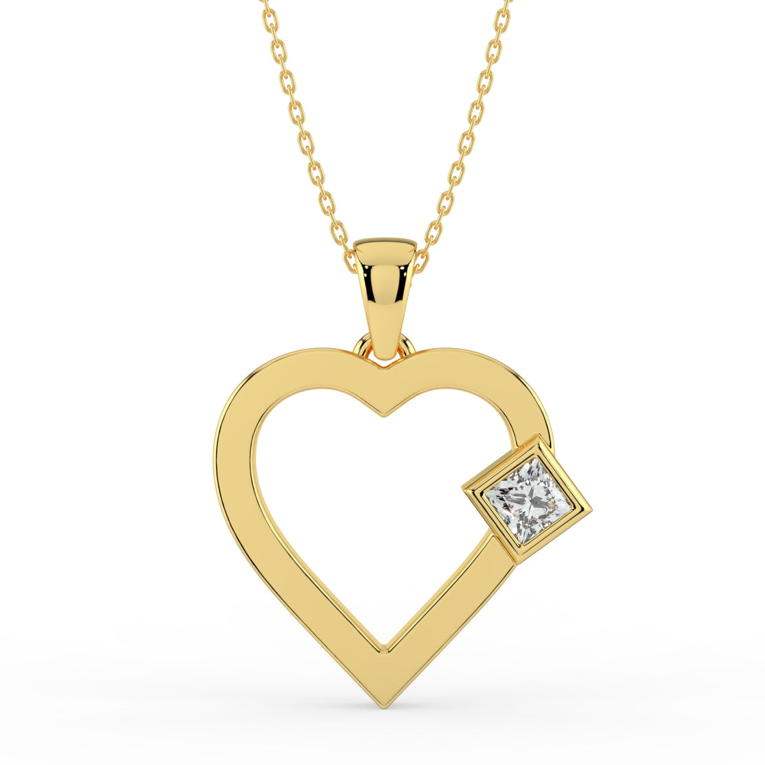 Petite Heart Lab Diamond Pendant (With Chain)