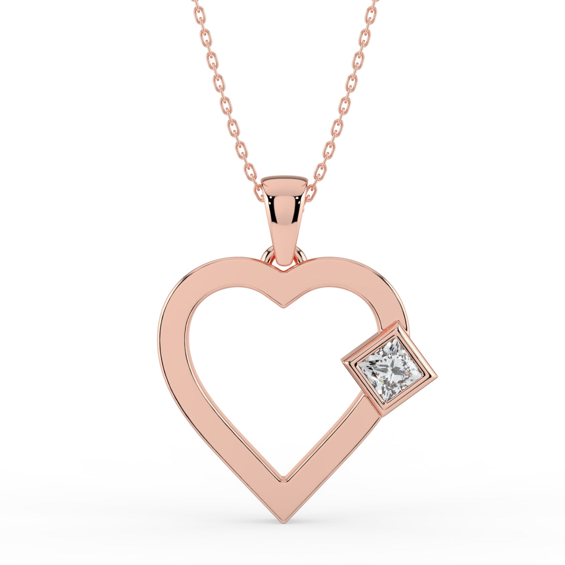 Petite Heart Lab Diamond Pendant (With Chain)