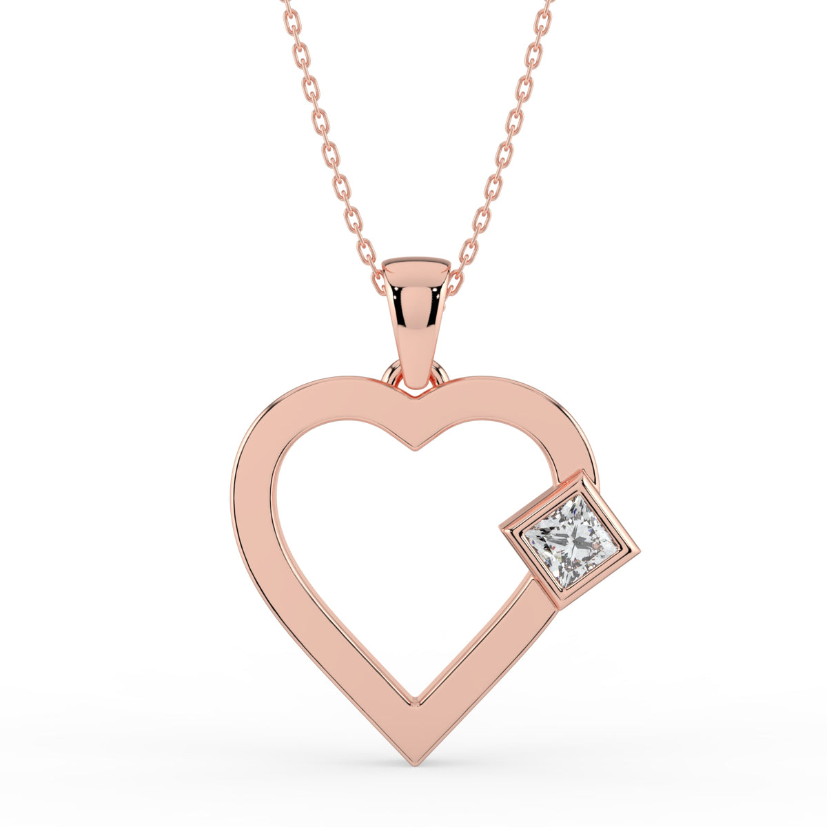 Petite Heart Lab Diamond Pendant (With Chain)