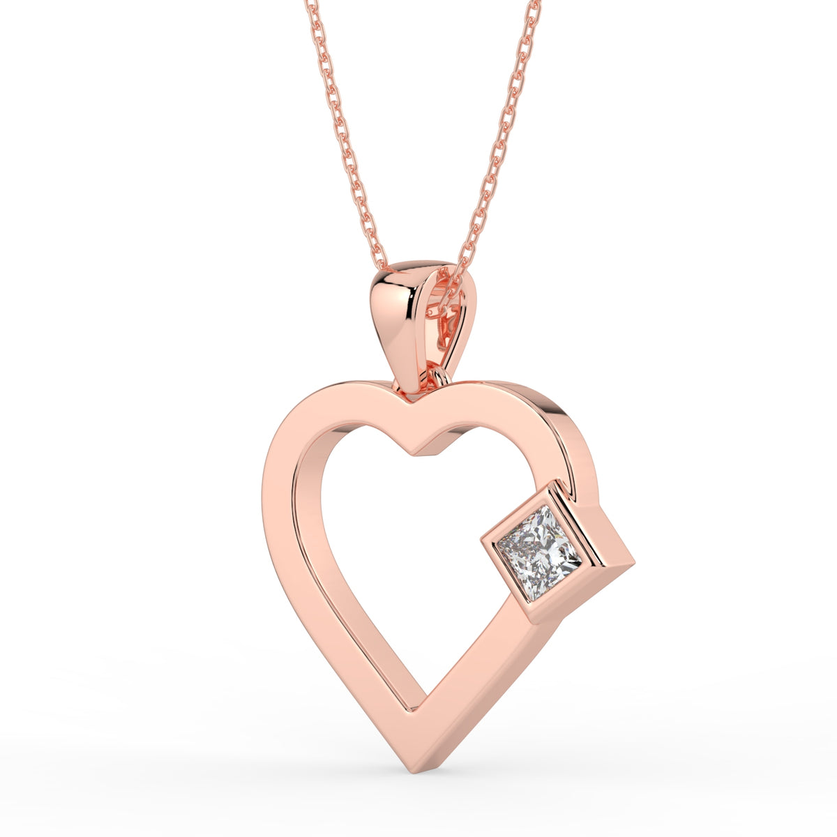 Petite Heart Lab Diamond Pendant (With Chain)