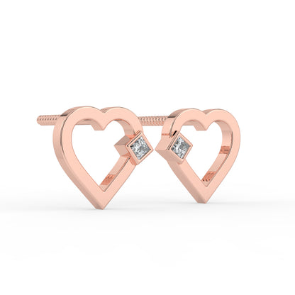 Petite Heart Lab Diamond Earrings