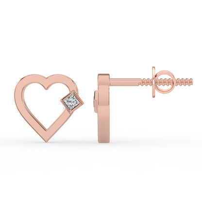 Petite Heart Lab Diamond Earrings