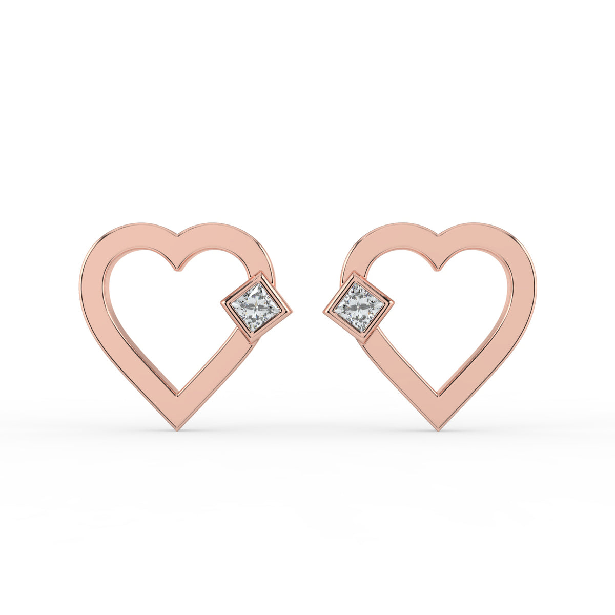 Petite Heart Lab Diamond Earrings