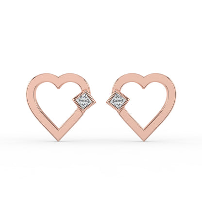 Petite Heart Lab Diamond Earrings