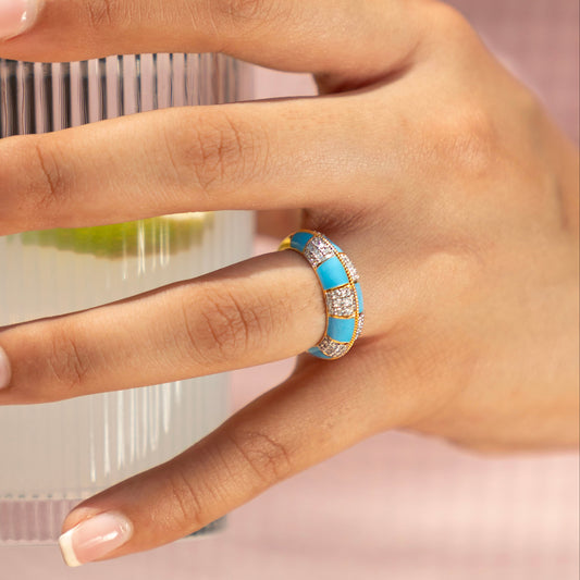 Turquoise Spritz Lab Diamond Ring