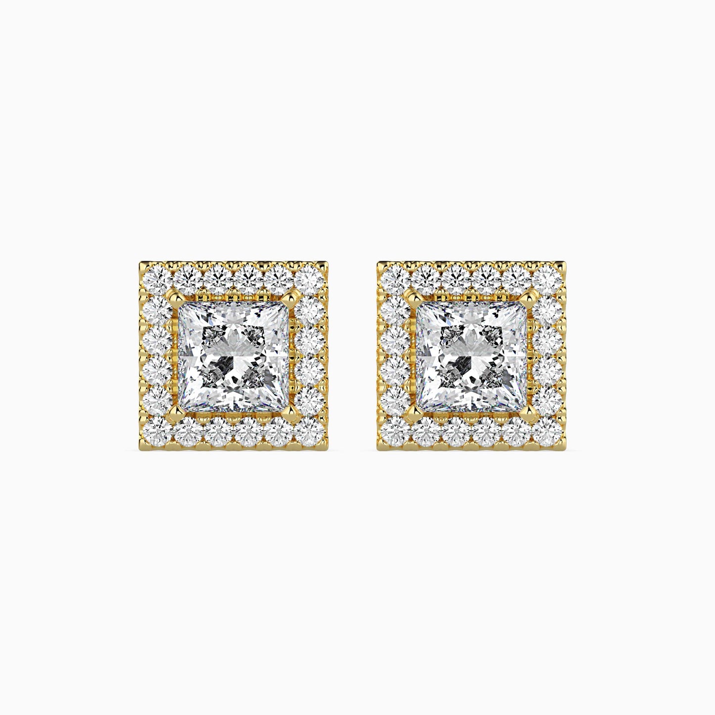 50 Cent Princess Solitaire Studs with Halo