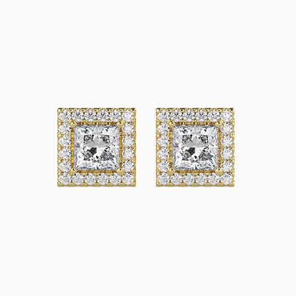 50 Cent Princess Solitaire Studs with Halo