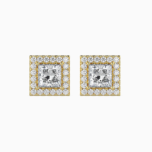 1.5 Carat Princess Solitaire Studs with Halo