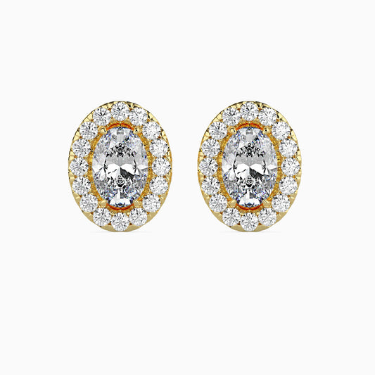 50 Cent Oval Solitaire Studs with Halo