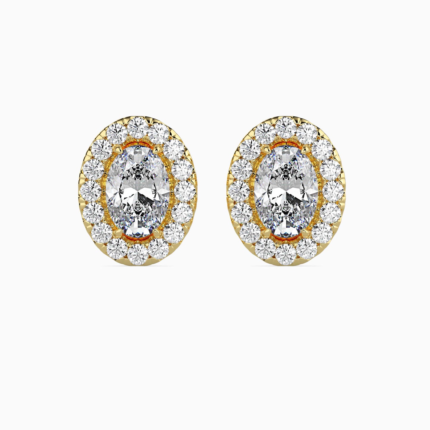 1 Carat Oval Solitaire Studs with Halo