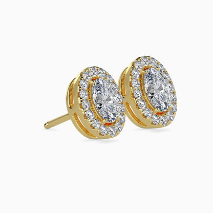 1 Carat Oval Solitaire Studs with Halo