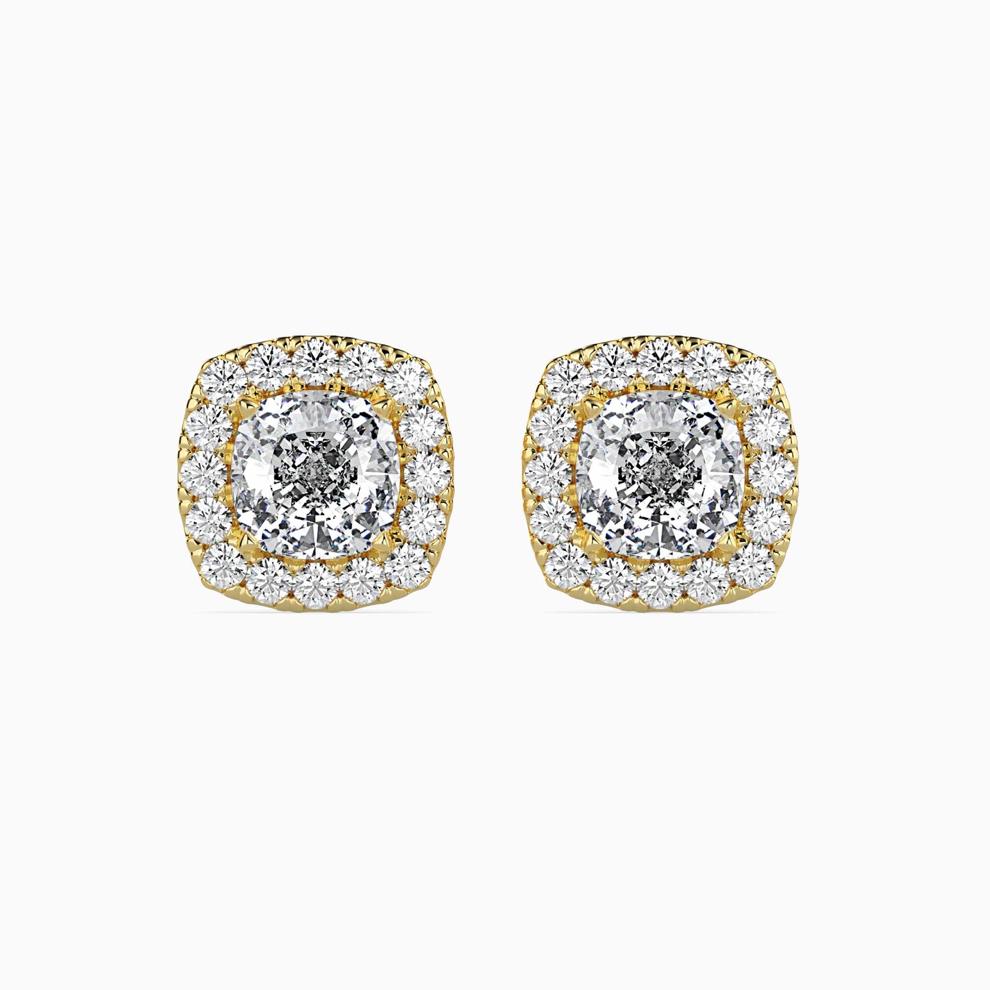 50 Cent Cushion Solitaire Studs with Halo