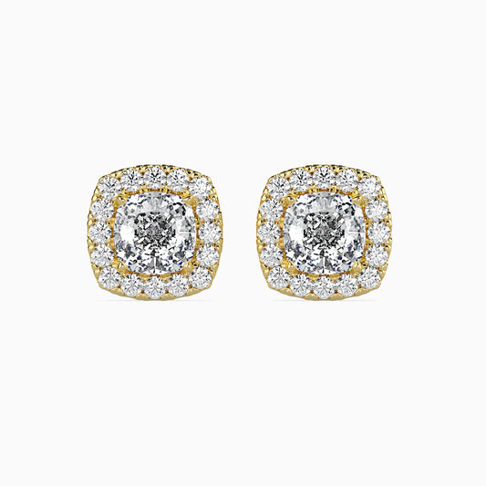 50 Cent Cushion Solitaire Studs with Halo