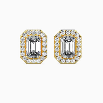 50 Cent Emerald Solitaire Studs with Halo