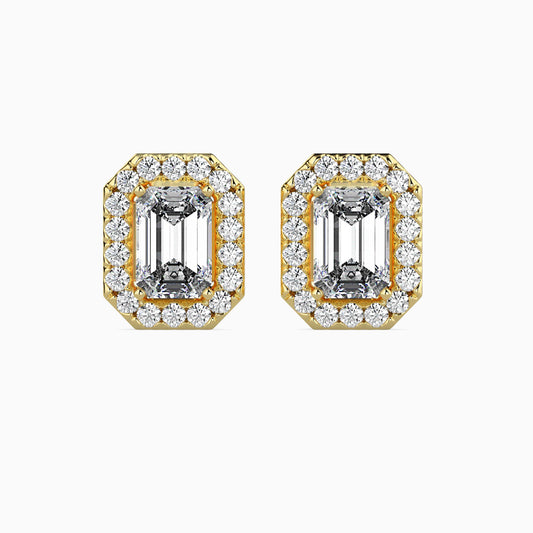 1.5 Carat Emerald Solitaire Studs with Halo